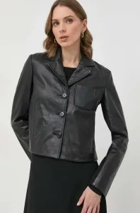 Kožená bunda MAX&Co. dámska, čierna farba, prechodná #6888291