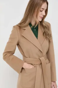 Vlnený kabát MAX&Co. béžová farba, prechodný, bez zapínania #8765173