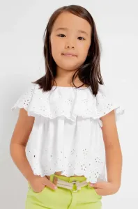 Detská bavlnená blúzka Mayoral biela farba, jednofarebná
