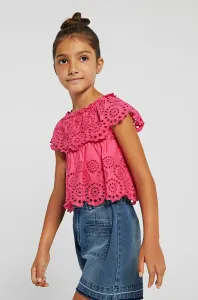 Detská bavlnená blúzka Mayoral ružová farba, jednofarebná
