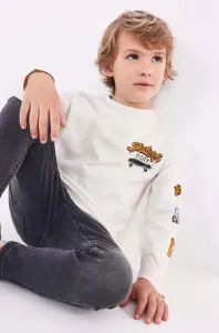 Detská bavlnená košeľa s dlhým rukávom Mayoral béžová farba, s potlačou
