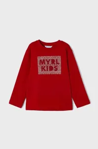 Detská bavlnená košeľa s dlhým rukávom Mayoral červená farba, s potlačou #8948777