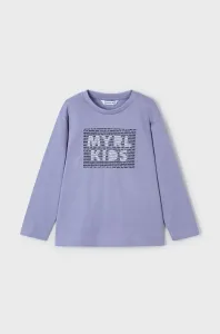 Detská bavlnená košeľa s dlhým rukávom Mayoral fialová farba, s potlačou