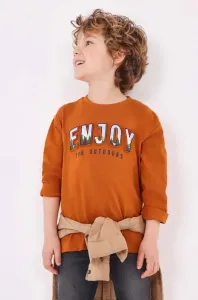 Detská bavlnená košeľa s dlhým rukávom Mayoral oranžová farba, s potlačou