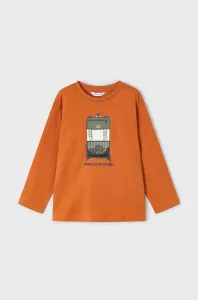 Detská bavlnená košeľa s dlhým rukávom Mayoral oranžová farba, s potlačou #8748752