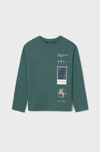 Detská bavlnená košeľa s dlhým rukávom Mayoral zelená farba, s potlačou #8948808