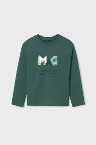 Detská bavlnená košeľa s dlhým rukávom Mayoral zelená farba, s potlačou #8753521