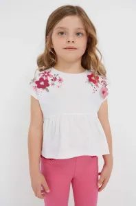 Detské bavlnené tričko Mayoral béžová farba