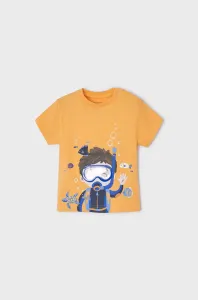 Detské bavlnené tričko Mayoral oranžová farba, s potlačou #7196356