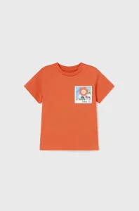 Detské bavlnené tričko Mayoral oranžová farba, s potlačou #6715375