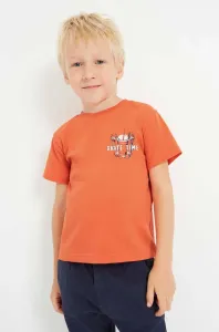 Detské bavlnené tričko Mayoral oranžová farba, s potlačou #6723023