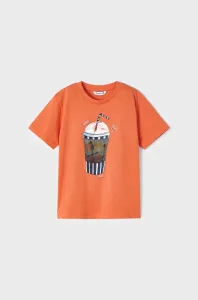 Detské bavlnené tričko Mayoral oranžová farba, s potlačou #6723027