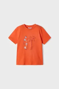Detské bavlnené tričko Mayoral oranžová farba, s potlačou #8729086