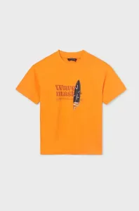 Detské bavlnené tričko Mayoral oranžová farba, s potlačou #6723071