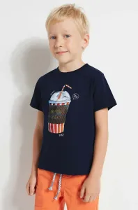 Detské bavlnené tričko Mayoral tmavomodrá farba, s potlačou