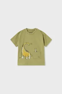 Detské bavlnené tričko Mayoral zelená farba, s potlačou #6715392