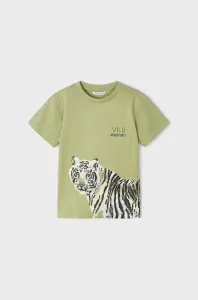 Detské bavlnené tričko Mayoral zelená farba, s potlačou #8848717