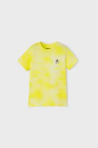 Detské bavlnené tričko Mayoral žltá farba, vzorovaný