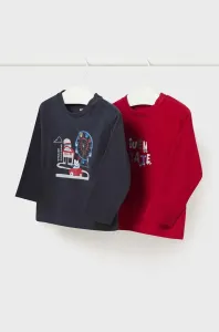 Detské bavlnené tričko s dlhým rukávom Mayoral 2-pak červená farba, s potlačou #8949178