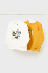 Detské bavlnené tričko s dlhým rukávom Mayoral 2-pak žltá farba, s potlačou #8750464