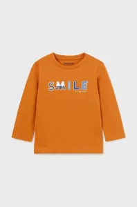 Detské bavlnené tričko s dlhým rukávom Mayoral oranžová farba
