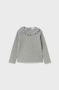 Detské bavlnené tričko s dlhým rukávom Mayoral šedá farba