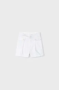 Detské krátke nohavice Mayoral biela farba, jednofarebné