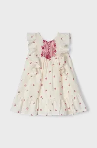 Dievčenské bavlnené šaty Mayoral béžová farba, mini, áčkový strih #6848807