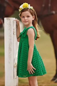 Dievčenské bavlnené šaty Mayoral zelená farba, mini, áčkový strih #6981803