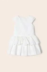 Dievčenské šaty Mayoral béžová farba, mini, áčkový strih #6981808