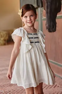 Dievčenské šaty Mayoral béžová farba, mini, áčkový strih #7455595