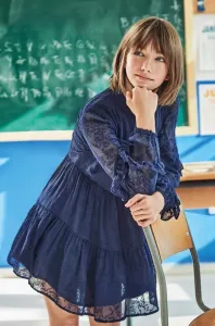 Dievčenské šaty Mayoral tmavomodrá farba, mini, áčkový strih