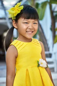 Dievčenské šaty Mayoral žltá farba, mini, áčkový strih #6980215