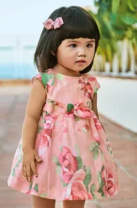 Ľanové šaty pre bábätká Mayoral ružová farba, mini, áčkový strih