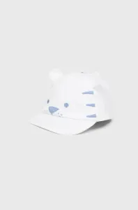 Detská bavlnená čiapka Mayoral Newborn biela farba, s nášivkou #6981465