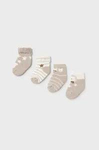 Ponožky pre bábätká Mayoral Newborn 4-pak hnedá farba