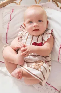 Šaty pre bábätká Mayoral Newborn béžová farba, mini, áčkový strih #7526561