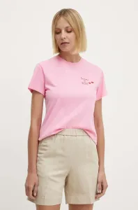 Bavlnené tričko MC2 Saint Barth dámsky, ružová farba