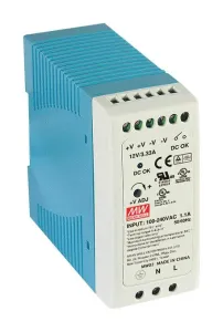 Mean Well Mdr-40-24 Power Supply, Ac-Dc, 24V, 1.7A