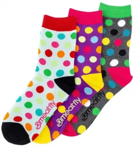 Meatfly 3 PACK - ponožky Light Regular Dots socks S19 Multi pack 39-42