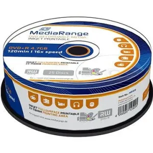 MediaRange DVD+R Inkjet Fullsurface Printable 25 ks CakeBox