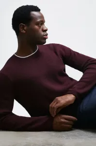 Bavlnený sveter Medicine pánsky, bordová farba, tenký, #2589743