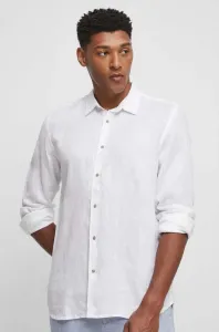 Ľanová košeľa Medicine biela farba, regular, s klasickým golierom
