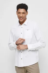Ľanová košeľa Medicine pánska, biela farba, regular, s klasickým golierom #7529302
