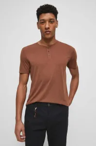Ľanové tričko Medicine hnedá farba, jednofarebné