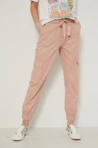 Bavlnené nohavice Medicine dámske, ružová farba, jogger, vysoký pás #213624