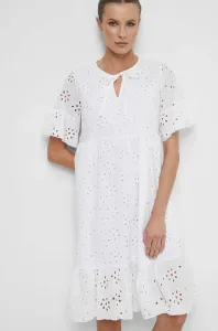 Bavlnené šaty Medicine biela farba, midi, áčkový strih #8743920