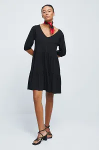 Bavlnené šaty Medicine čierna farba, mini, áčkový strih #266242