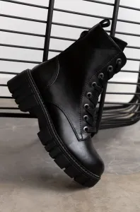 Členkové topánky Medicine čierna farba, na plochom podpätku, jemne zateplené #7007718