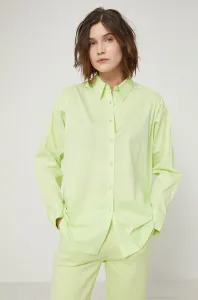 Košeľa Medicine dámska, zelená farba, voľný strih, s klasickým golierom #197905
